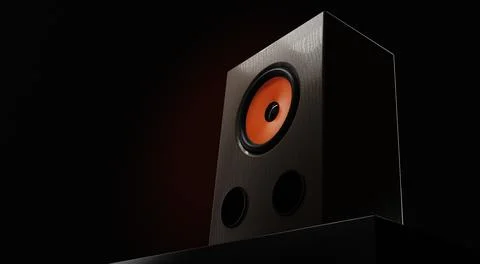 Wide angle shot of glossy brown speaker Stock Illustration