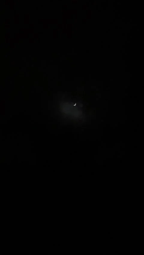 Wide angle shot a half moon at night Stock Footage 196818291