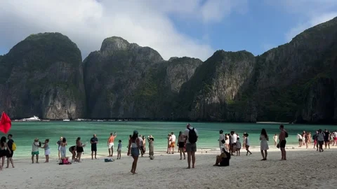 Wide Angle Shot of a Large Crowd of International Tourists Crowding Видео 331073404