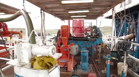 Wide Angle Shot of oil and gas Workers Stock Footage 45236533