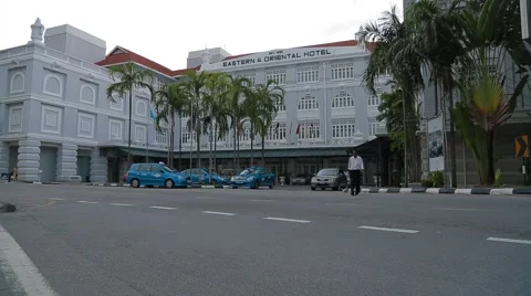 Wide Angle Shot of Penang's Eastern &amp; Oriental Hotel Stock Footage 48136434