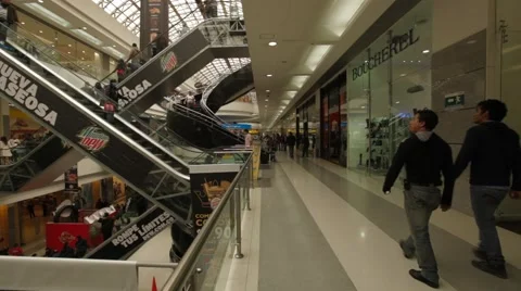 Wide Angle Shot of people at the Gran Estacion Shopping Mall Stock Footage 42270433
