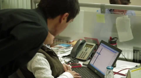 Wide Angle Shot of a professional office with a group of workers Stock Footage 45236266