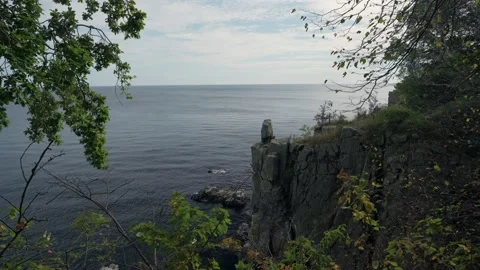 Wide-angle shot of Sanctuary Jetty on Bornholm, Denmark, near the art museum on 스톡 동영상 331079625