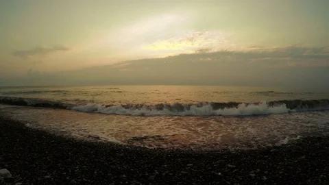 Wide angle shot of Sea sunset evening 스톡 동영상 72895369