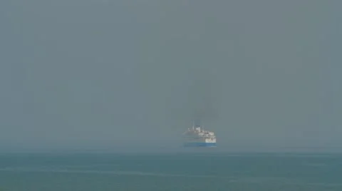 Wide Angle Shot of A Ship At Sea Video stock 48139746