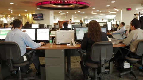 Wide Angle Shot of some offices inside Colombian Stock Market headquarters Video stock 45237109