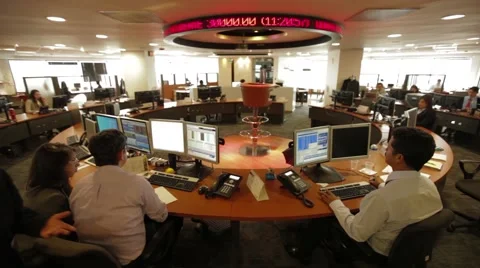 Wide Angle Shot of some offices inside Colombian Stock Market headquarters Stock Footage 45237182