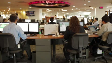 Wide Angle Shot of some offices inside Colombian Stock Market headquarters Stock Footage 45237187