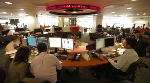 Wide Angle Shot of some offices inside Colombian Stock Market headquarters Stock Footage 45237192