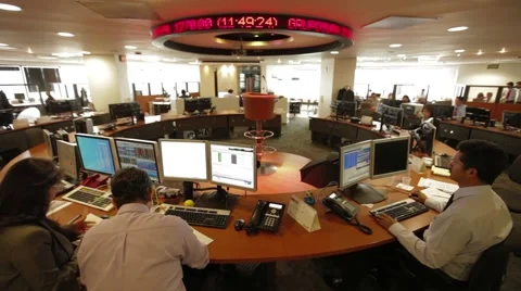 Wide Angle Shot of some offices inside Colombian Stock Market headquarters Stock Footage 45237196