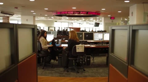 Wide Angle Shot of some offices inside Colombian Stock Market headquarters Stock Footage 45237216