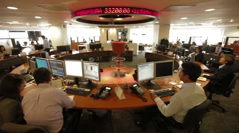 Wide Angle Shot of some offices inside Colombian Stock Market headquarters Stock Footage 45237234