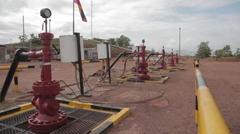 Wide Angle Shot of Valves, Pipes and Equipment Stock Footage 45236612