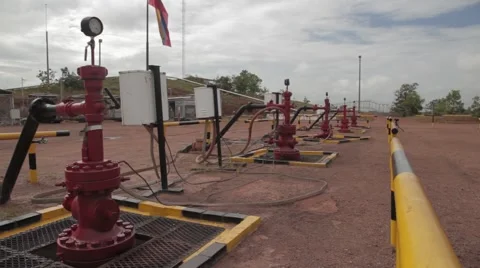 Wide Angle Shot of Valves, Pipes and Equipment Stock Footage 45236627
