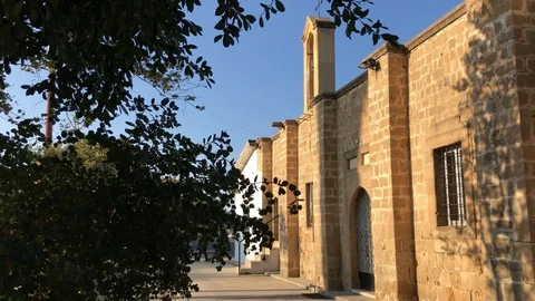 Wide Angle Shot of a very old Church in Nicosia Stock Footage 90936349