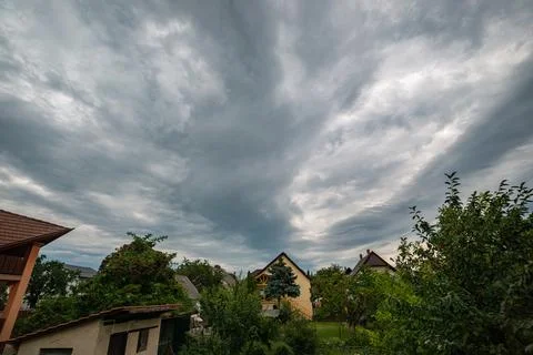 Wide angle shot of wave clouds seen from below Stock Photos