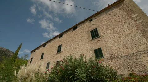 Wide Angle Side of Old Spanish Building Stock Footage 58816998