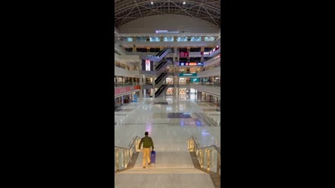 Wide-angle side view of JMD Empire Square shopping mall Stock Footage 283925140