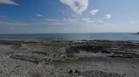 Wide angle Slider Motion and Pan of Ocean in Ireland Stock Footage 37346335