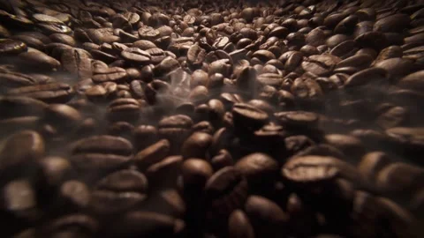 Wide angle sliding shot of roast coffee beans Vídeos de archivo 335532597