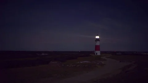 Wide Angle Static Shot Of Sankaty Head Light House, Nantucket Island Stock Footage 73781111