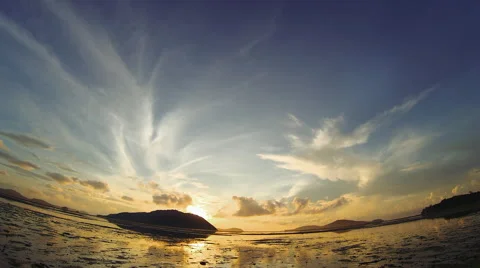Wide angle Sunrise Time Lapse Over Bay Stock Footage 56434736