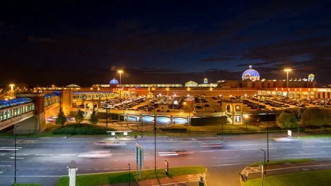 Wide Angle Sunset Over Trafford Centre, Manchester Time-lapse Stock Footage 69240862