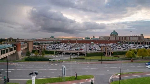 Wide Angle Sunset Over Trafford Centre, Manchester Time-lapse Stock Footage 69242379