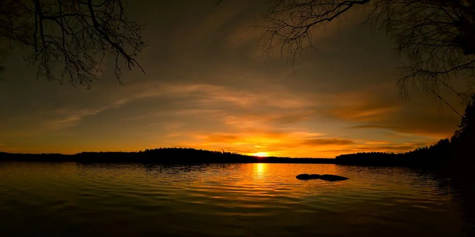 Wide angle sunset Stock Photos
