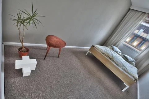 Wide angle tilted edroom Stock Photos