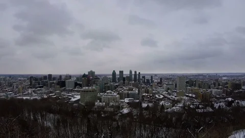 Wide Angle Time-lapse of The Montreal City Skyline During Winter 2017 Video stock 72231014