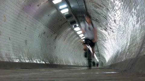 Wide Angle Time lapse of Pedestrian Tunnel, Greenwich Stock-Footage 64234502