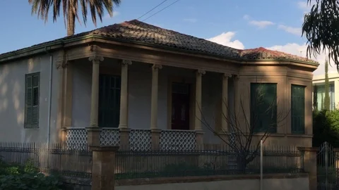 Wide Angle Time lapse Shot of Vintage House in Nicosia Stock Footage 100196904