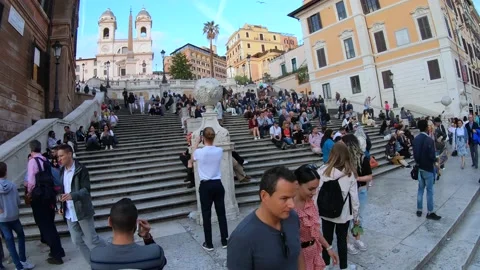 Wide Angle Time-lapse Of The Spanish Steps In Rome, Italy Stock Footage 154917510