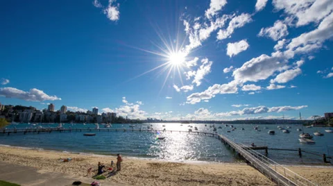 Wide Angle Time Lapse of Sunny Harbour 126GYDB NTSC Stock Footage 26405157