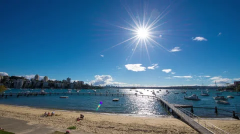 Wide Angle Time Lapse of Sunny Harbour 126GYDB PAL Stock Footage 26411340