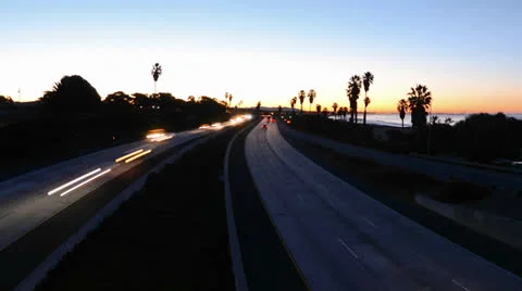 Wide angle Time lapse zooming out of morning rush hour traffic on the Ventura Stock Footage 27187276