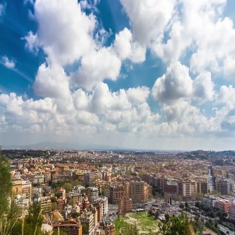 Wide angle timelapse of clouds over the Rome and Vittoriano National Monument 스톡 동영상 69544022