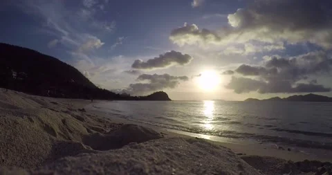 WIDE ANGLE TIMELAPSE DESERTED PRIVATE BEACH TORTOLA BVI VIRGIN ISLANDS Video stock 142485312