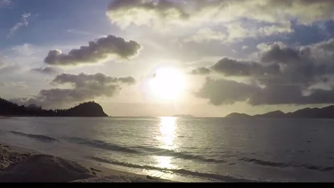 WIDE ANGLE TIMELAPSE DESERTED PRIVATE BEACH TORTOLA BVI VIRGIN ISLANDS Stock Footage 142536488