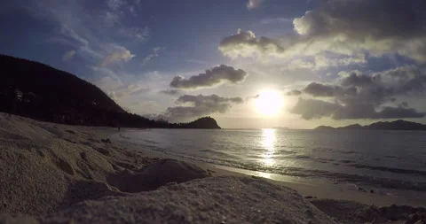 WIDE ANGLE TIMELAPSE DESERTED PRIVATE BEACH TORTOLA BVI VIRGIN ISLANDS Stock Footage 142545179