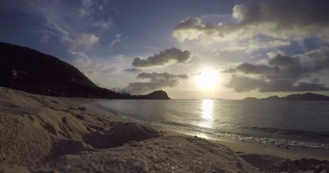 WIDE ANGLE TIMELAPSE DESERTED PRIVATE BEACH TORTOLA BVI VIRGIN ISLANDS Stock Footage 142545205