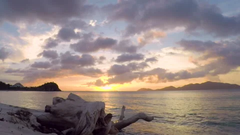 WIDE ANGLE TIMELAPSE DESERTED PRIVATE BEACH TORTOLA BVI VIRGIN ISLANDS Stock Footage 142548310