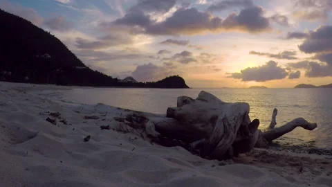 WIDE ANGLE TIMELAPSE DESERTED PRIVATE BEACH TORTOLA BVI VIRGIN ISLANDS Video stock 142548984