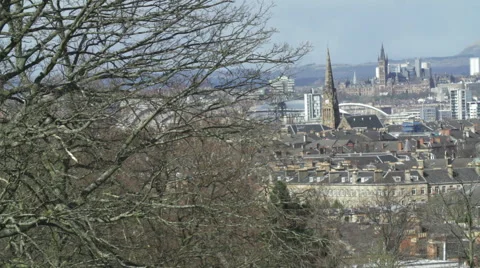 Wide angle tracking view of Glasgow city centre Stock Footage 50206395