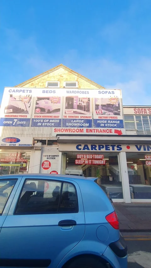Wide Angle Vertical Footage of British Urban City Streets During Car Drive Stock Footage 327445708