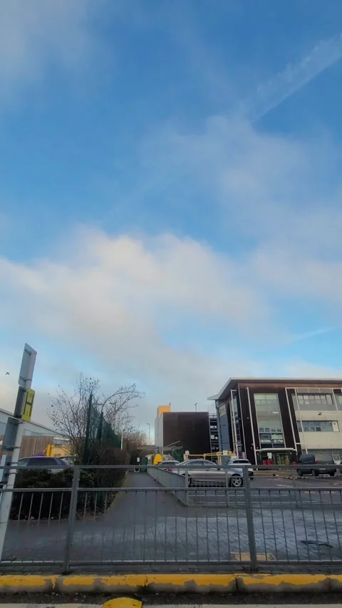 Wide Angle Vertical Footage of British Urban City Streets During Car Drive Stock Footage 327448888