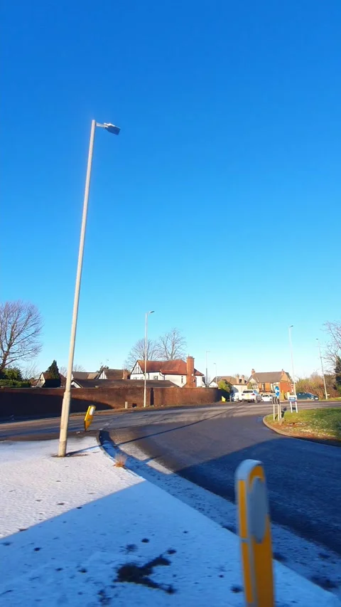 Wide Angle Vertical Footage of British Urban City Streets During Car Drive Stock Footage 327448917