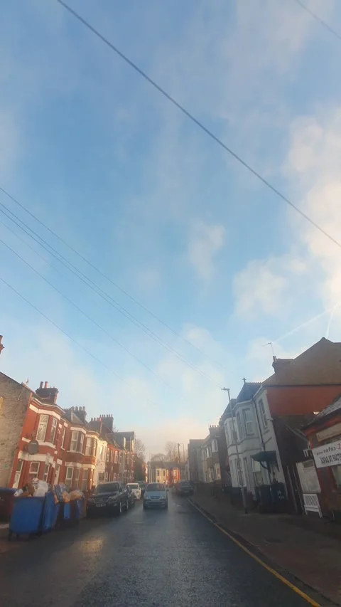 Wide Angle Vertical Footage of British Urban City Streets During Car Drive Vídeos de archivo 327449238